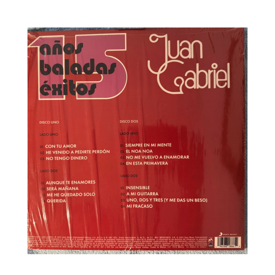 Juan Gabriel 15 Años Baladas Exitos vinilo2