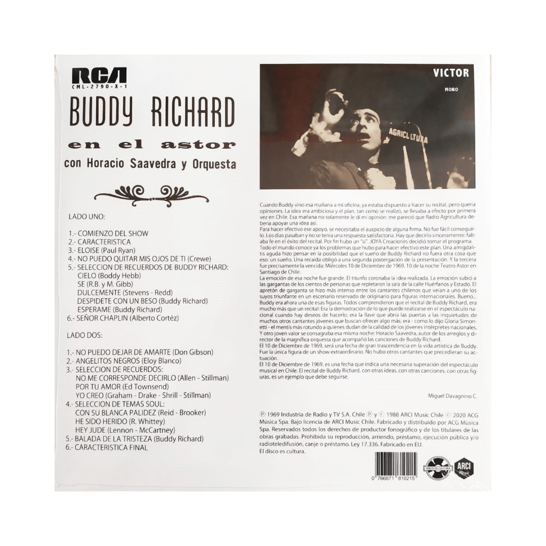 Vinilo Buddy Richard En El Astor2
