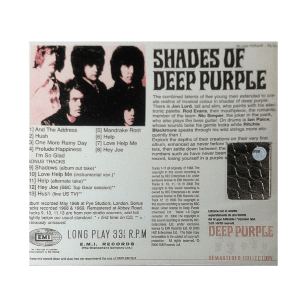 Deep Purple Shades Of Deep Purple Cd2