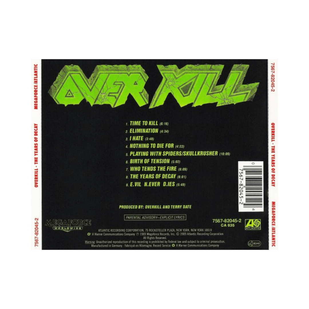 Overkill The Years Of Decay Cd2