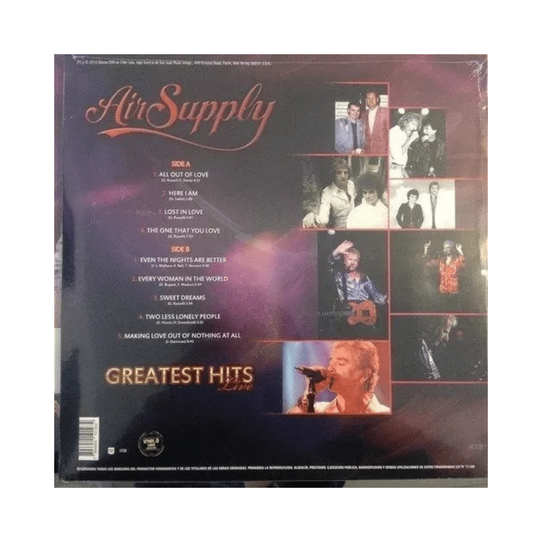 Air Supply Greatest Hits Live Nuevo Vinilo2