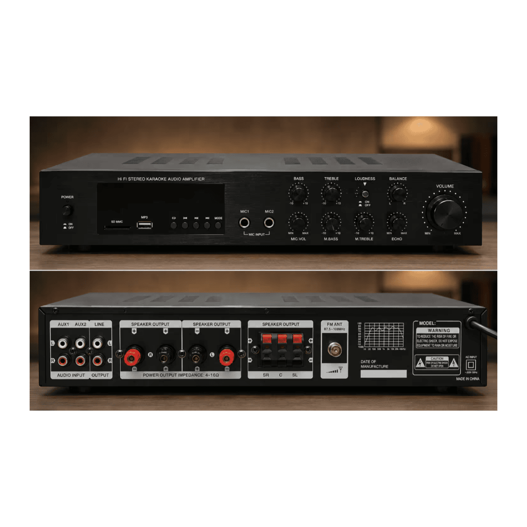 GERMAN AKUSTIC SET PARLANTES Hi-Fi HTS-707 BLACK + AMPLIFICADOR 5.12