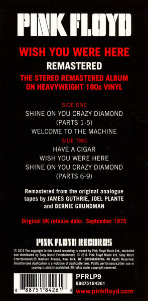 Pink Floyd Wish You Were Here Edición Usa Nuevo Vinilo2