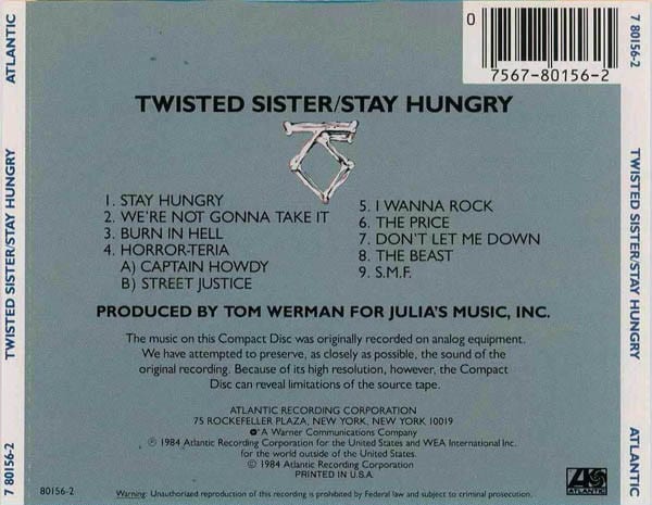 Twisted Sister Stay Hungry Cd1