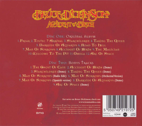 Bruce Dickinson Accident of Birth Cd2