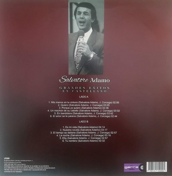 Salvatore Adamo Grandes Exitos En Castellano vinilo1