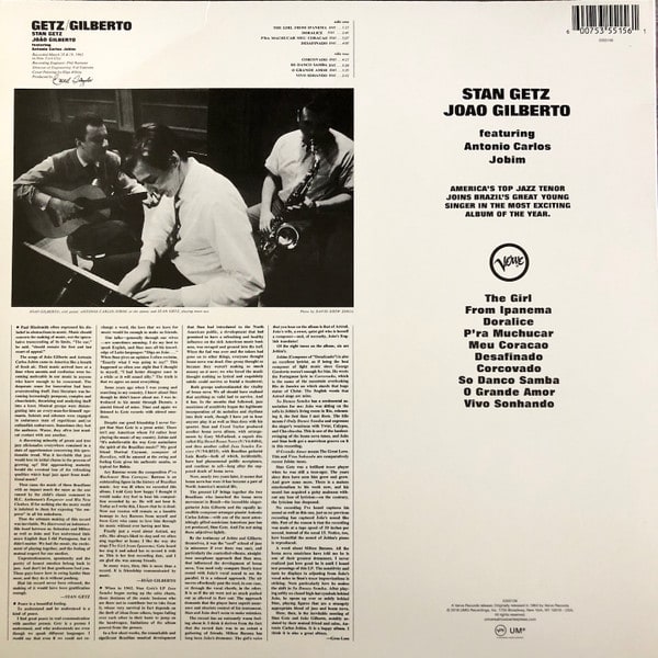 GETZ,STAN / GILBERTO,JOAO GETZ / GILBERTO Vinilo2