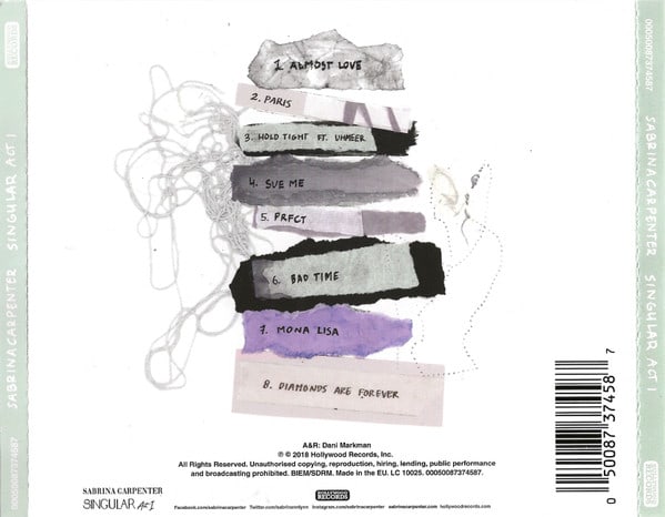 Sabrina Carpenter Singular Act I Cd2