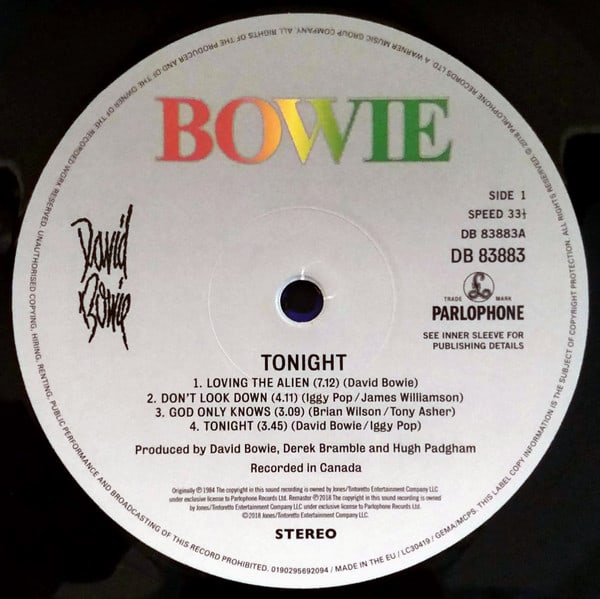 David Bowie Tonight Vinilo4