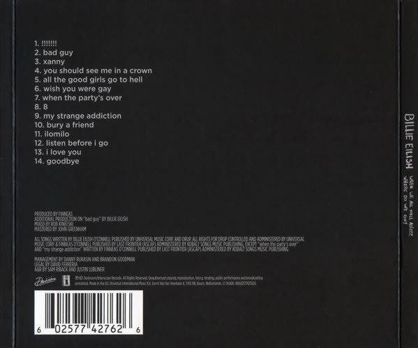 Billie Eilish When We All Fall Asleep, Where Do We Go? CD1