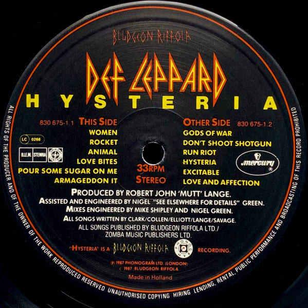 Def Leppard Hysteria Cd3