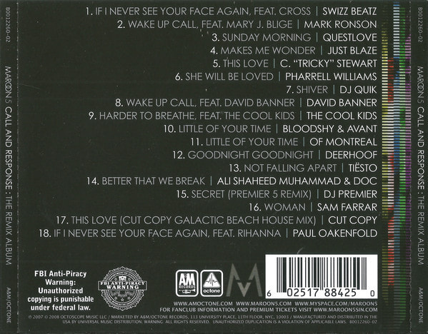 Maroon 5 Call And Response: The Remix Album CD2
