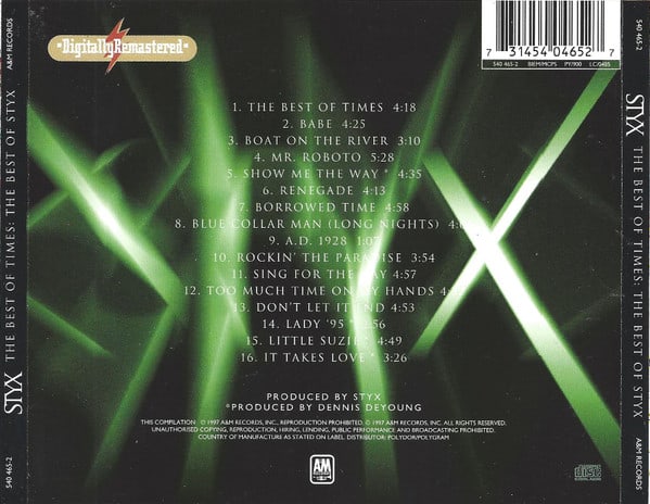 Styx The Best Of Times: The Best Of Styx CD1