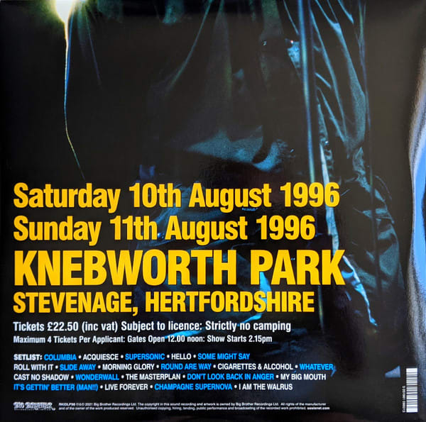 Oasis Knebworth 1996 Vinilo1