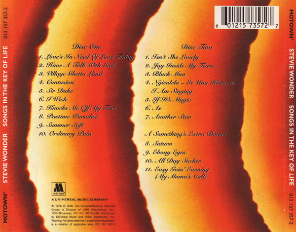 Stevie Wonder Songs In The Key Of Life Cd2