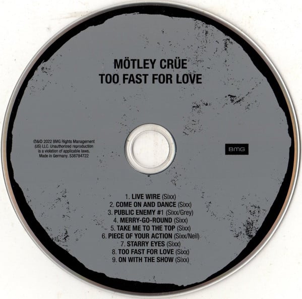 Mötley Crüe Too Fast For Love Cd4