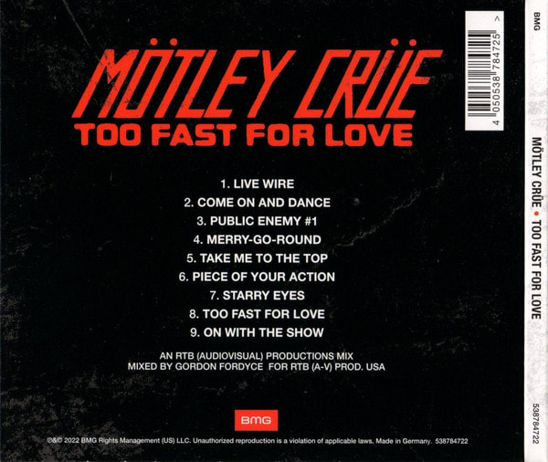 Mötley Crüe Too Fast For Love Cd3