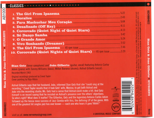 Cd Stan Getz & Joao Gilberto Getz/Gilberto2