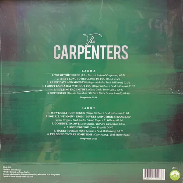The Carpenters Grandes Canciones Nuevo Y Sellado Vinilo2