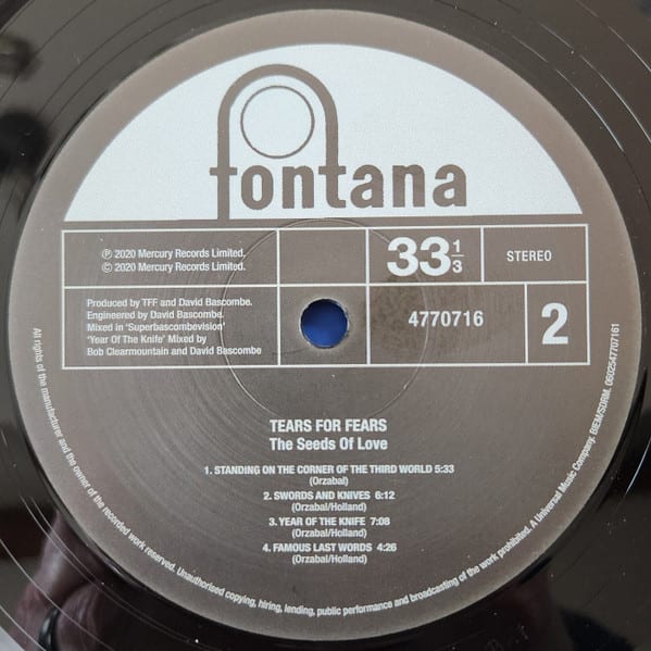 Tears For Fears The Seeds Of Love Nuevo Y Sellado Vinilo5