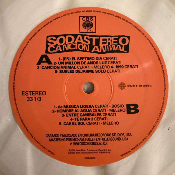 Soda Stereo Canción Animal (transparente) Vinilo1