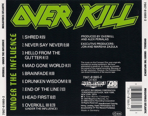 Overkill Under The Influence Cd1