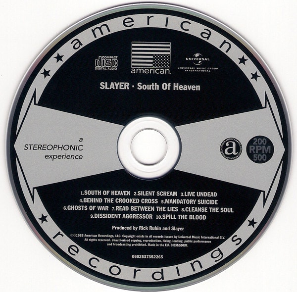 Slayer South Of Heaven Cd3