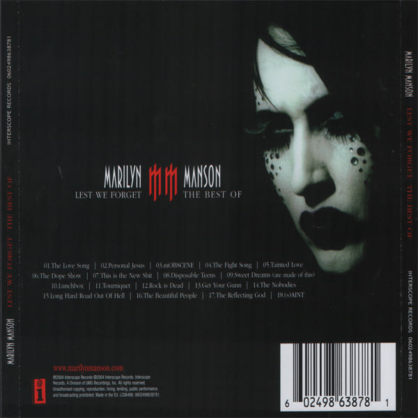 Marilyn Manson Lest We Forget (The Best Of) Cd2