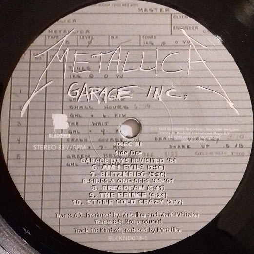 Metallica Garage Inc. Vinilo7