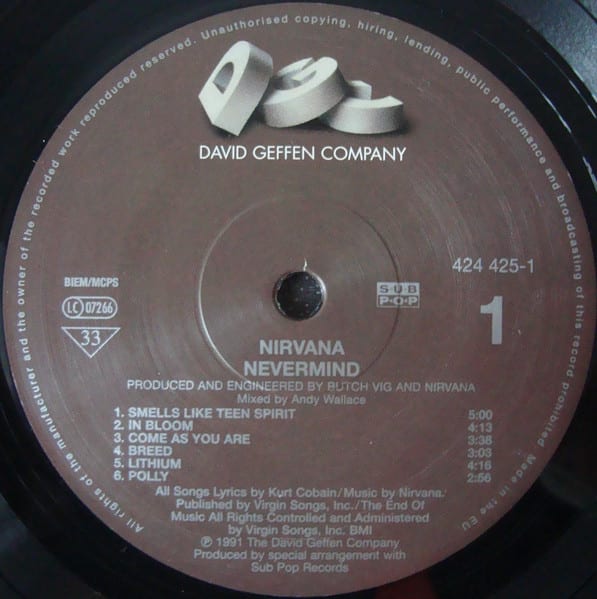 NIRVANA NEVERMIND Vinilo3