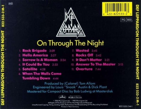 Def Leppard On Through The Night Cd2