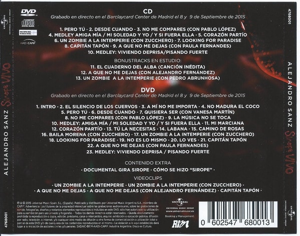 Alejandro Sanz Sirope Vivo Cd2