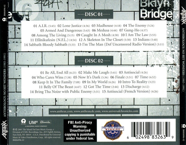 Cd Anthrax Anthrology: No Hit Wonders (1985-1991)2