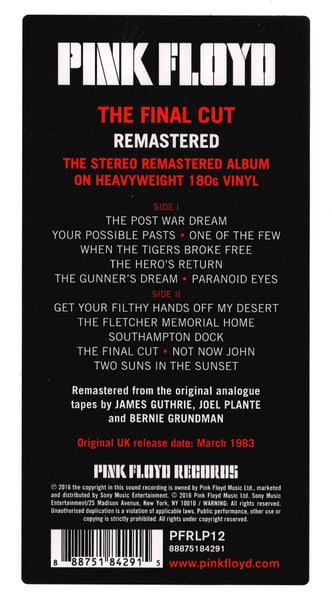 Pink Floyd The Final Cut Vinilo6