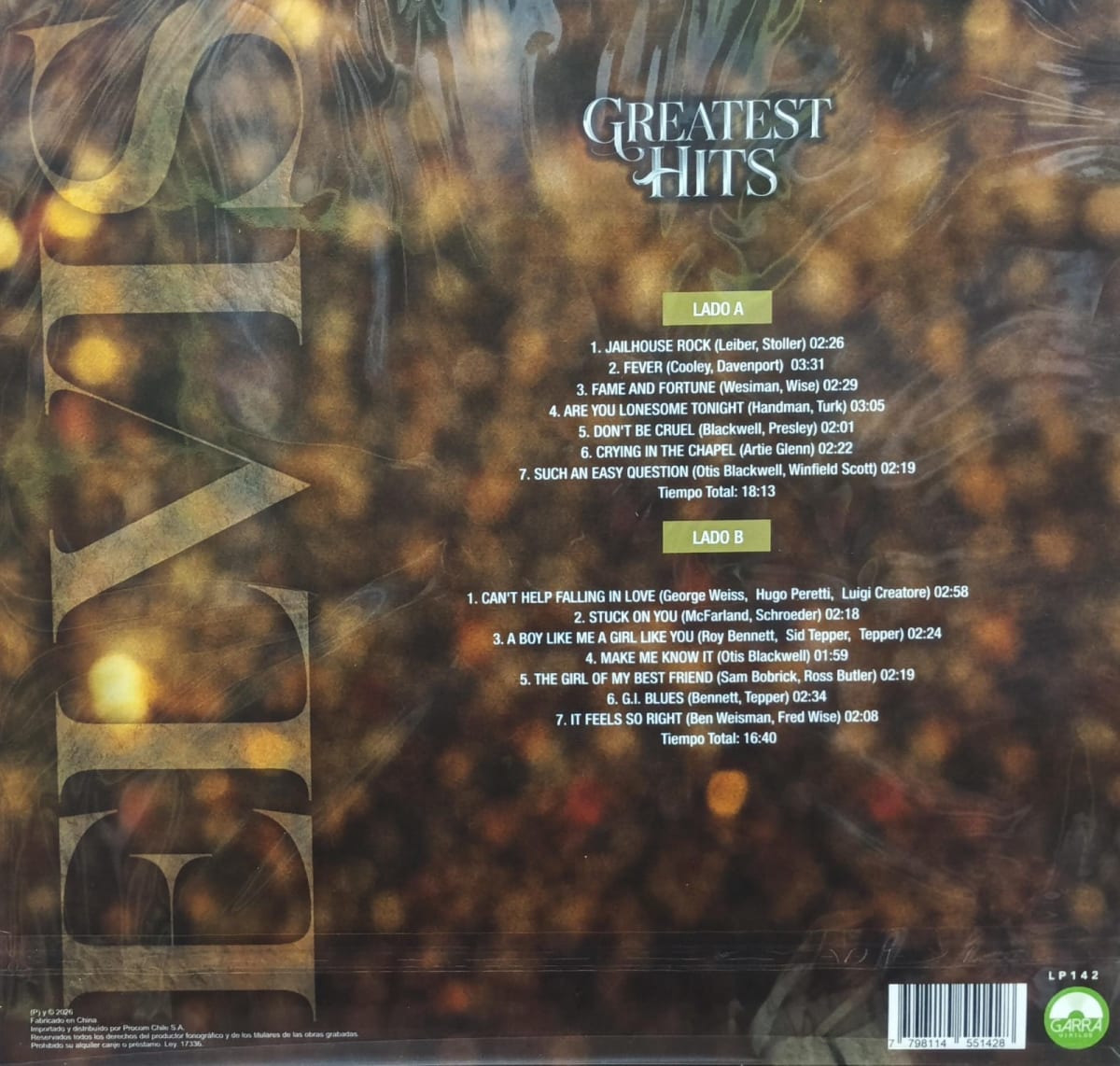 VINILO ELVIS PRESLEY GREATEST HITS2
