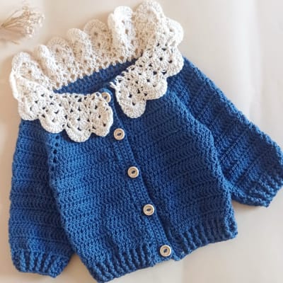 Chaleco Crochet Azul Niña1