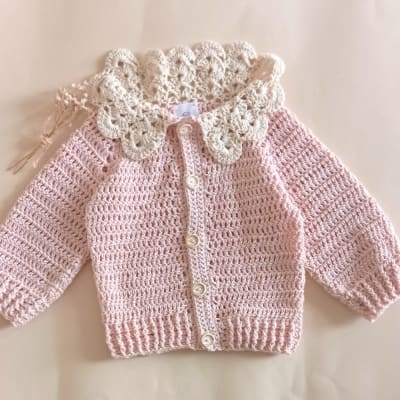 Chaleco Botones Crochet Rosado1