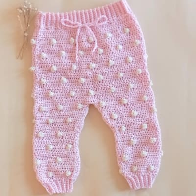 Pantalón Crochet Rosado Puntitos1