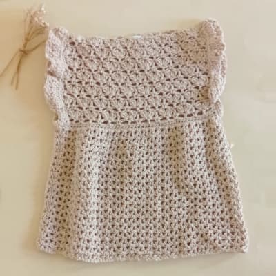 Vestido Crochet Beige1