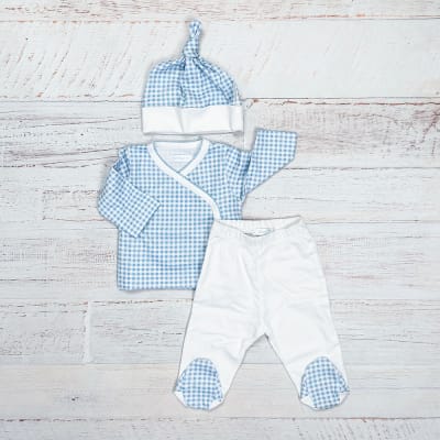 Ajuar x 3 Cuadros Picot Celeste