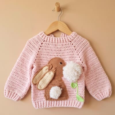 Chaleco Conejo Crochet Rosado1