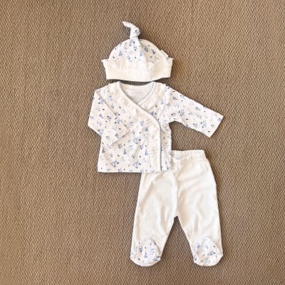 Ajuar x 3 Flores Azul1