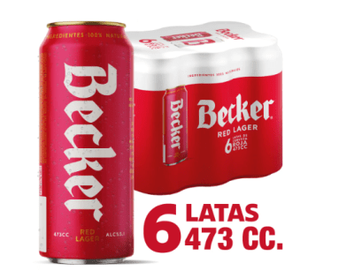 PACK BECKER ROJA LATA 473 CC X 6 UNID1