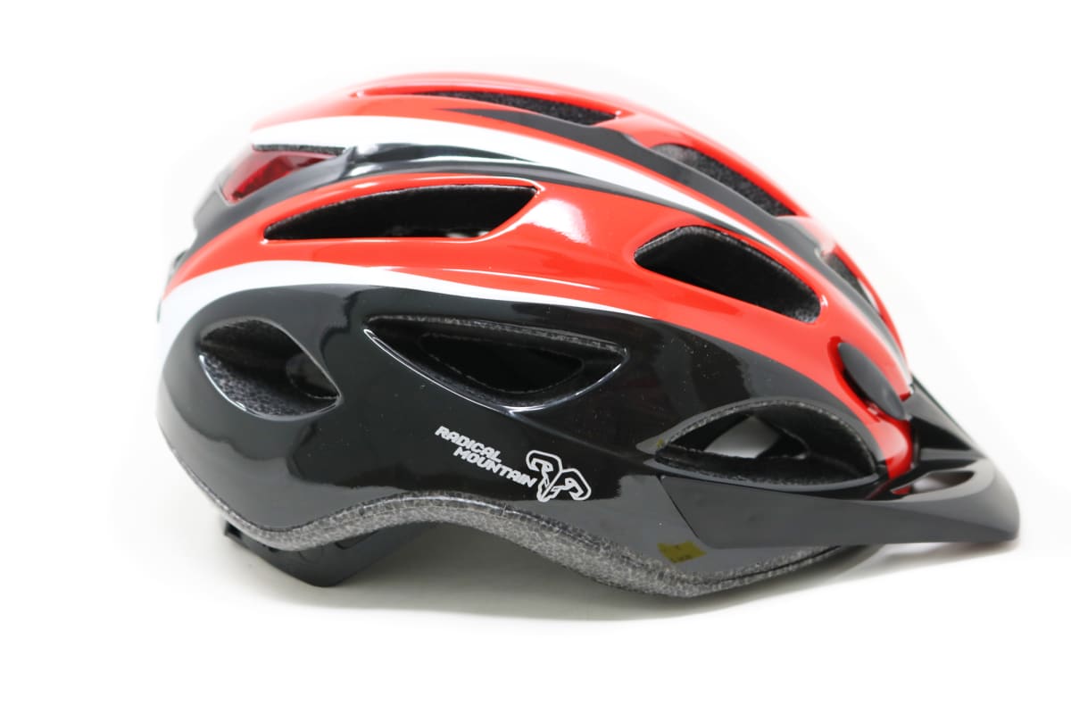 CASCO RADICAL MOUNTAIN MTB CON LUZ NEGRO ROJO TALLA L3