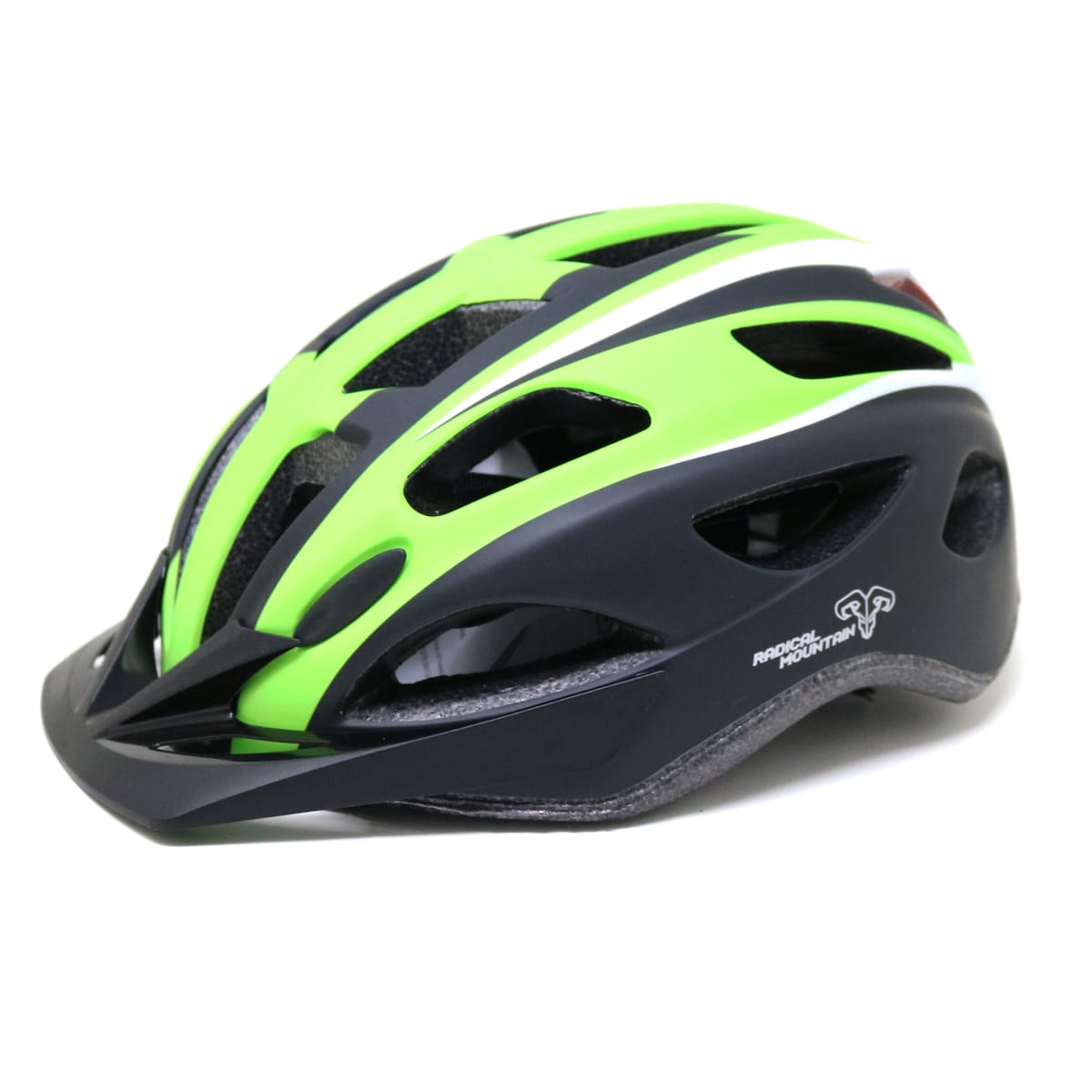 CASCO RADICAL MOUNTAIN MTB CON LUZ MATTE NEGRO VERDE TALLA L1