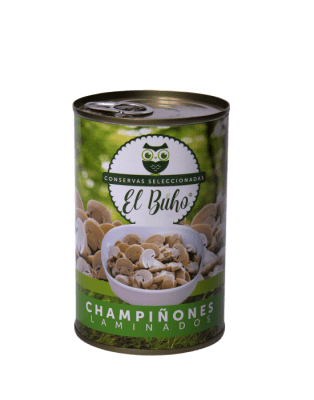 CHAMPIÑONES LAMINADOS EL BUHO TARRO PEQUEÑO 400 GRAMOS 1