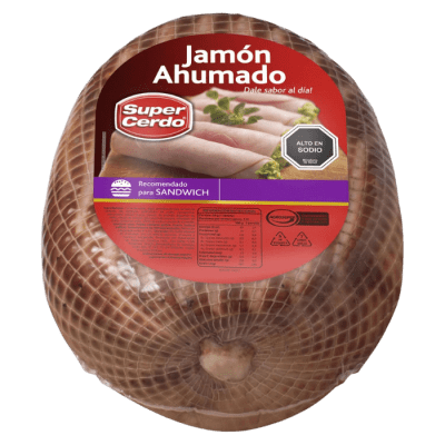 JAMON AHUMADO SUPER CERDO PESABLE, VALOR PUBLICADO POR KILO, LAS BARRAS CONTIENEN 3.5 KG APROX.