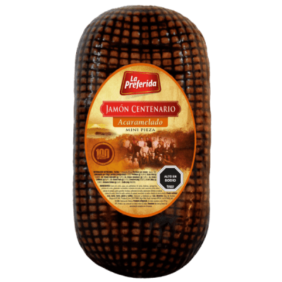JAMON CENTENARIO ACARAMELADO MINI PIEZA LA PREFERIDA PESABLE, VALOR PUBLICADO POR KILO, LAS BARRAS CONTIENEN 3,5 KG APROX1