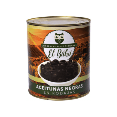 ACEITUNA NEGRA RODAJAS EL BUHO TARRO 3 KG