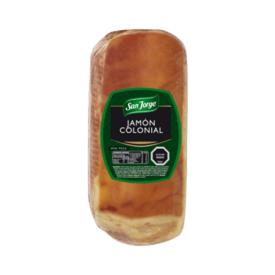 JAMON COLONIAL MINI PIEZA SAN JORGE PESABLE, VALOR PUBLICADO POR KILO, LAS BARRAS CONTIENEN 3.5 KG APROX